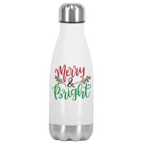 Merry And Bright Christmas Holiday Season Stainless Steel Insulated Water Bottle