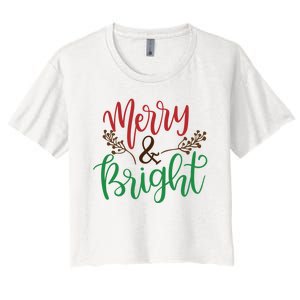 Merry And Bright Christmas Holiday Season Women's Crop Top Tee