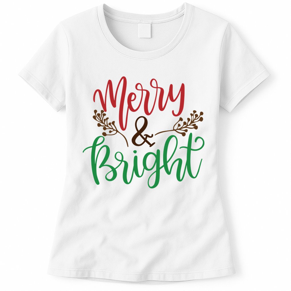 Merry And Bright Christmas Holiday Season Womens T-Shirt