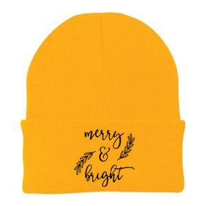 Merry And Bright Holly Christmas Jolly Festive Holly Vneck Knit Cap Winter Beanie