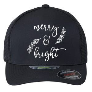 Merry And Bright Holly Christmas Jolly Festive Holly Vneck Flexfit Unipanel Trucker Cap