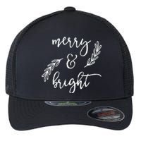 Merry And Bright Holly Christmas Jolly Festive Holly Vneck Flexfit Unipanel Trucker Cap