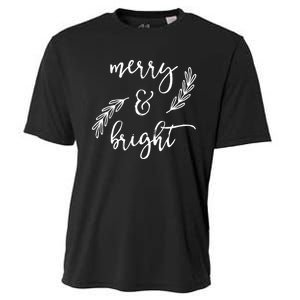 Merry And Bright Holly Christmas Jolly Festive Holly Vneck Cooling Performance Crew T-Shirt