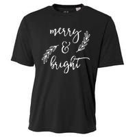 Merry And Bright Holly Christmas Jolly Festive Holly Vneck Cooling Performance Crew T-Shirt