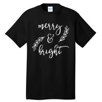 Merry And Bright Holly Christmas Jolly Festive Holly Vneck Tall T-Shirt