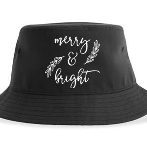 Merry And Bright Holly Christmas Jolly Festive Holly Vneck Sustainable Bucket Hat