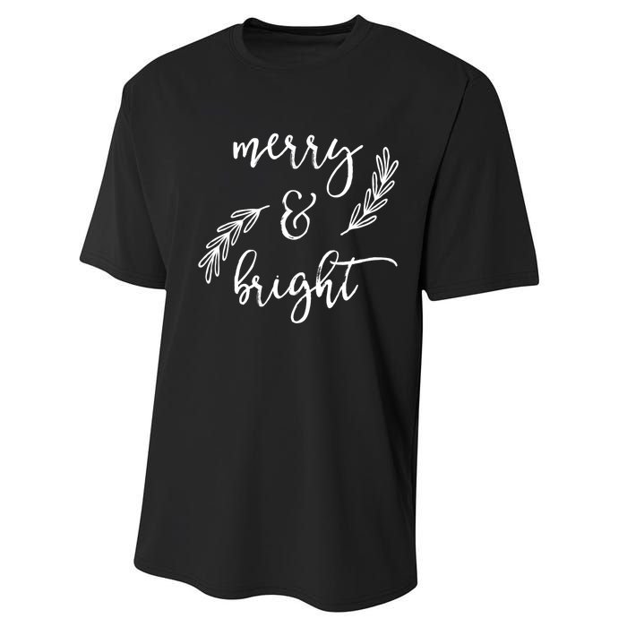 Merry And Bright Holly Christmas Jolly Festive Holly Vneck Performance Sprint T-Shirt