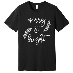 Merry And Bright Holly Christmas Jolly Festive Holly Vneck Premium T-Shirt