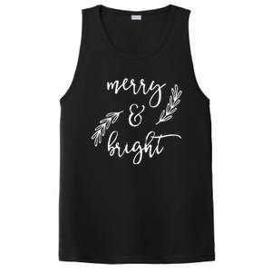 Merry And Bright Holly Christmas Jolly Festive Holly Vneck PosiCharge Competitor Tank