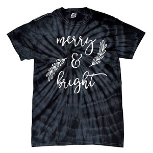 Merry And Bright Holly Christmas Jolly Festive Holly Vneck Tie-Dye T-Shirt