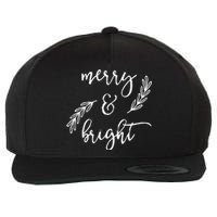 Merry And Bright Holly Christmas Jolly Festive Holly Vneck Wool Snapback Cap