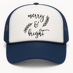 Merry And Bright Holly Christmas Jolly Festive Holly Vneck Trucker Hat