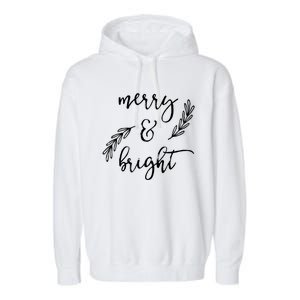 Merry And Bright Holly Christmas Jolly Festive Holly Vneck Garment-Dyed Fleece Hoodie