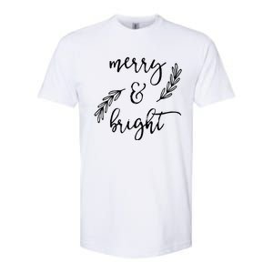 Merry And Bright Holly Christmas Jolly Festive Holly Vneck Softstyle CVC T-Shirt