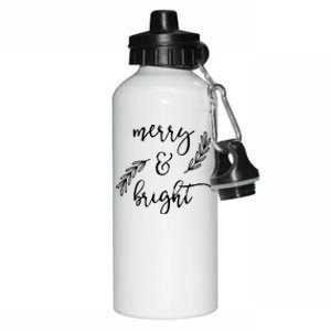 Merry And Bright Holly Christmas Jolly Festive Holly Vneck Aluminum Water Bottle 