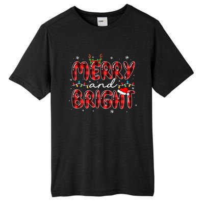 Merry And Bright Christmas Xmas Lights Family Pajama Holiday Meaningful Gift Tall Fusion ChromaSoft Performance T-Shirt