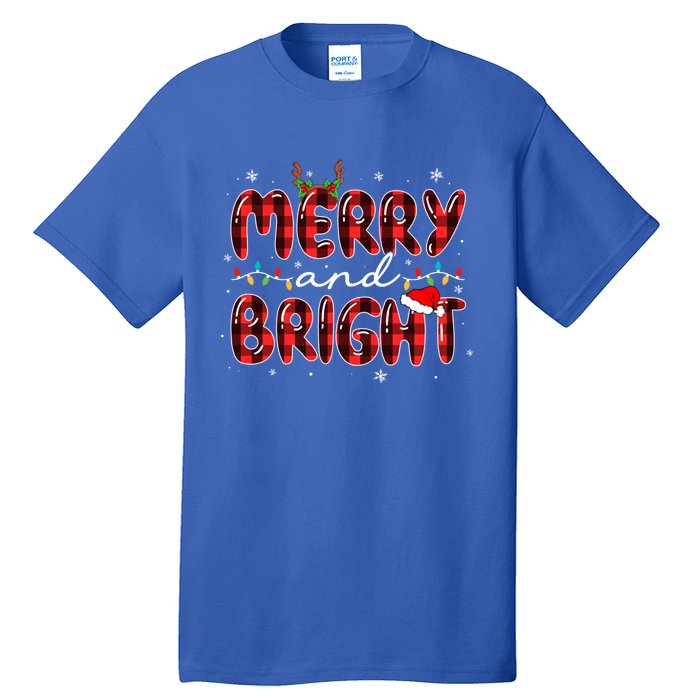 Merry And Bright Christmas Xmas Lights Family Pajama Holiday Meaningful Gift Tall T-Shirt