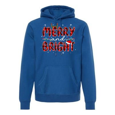 Merry And Bright Christmas Xmas Lights Family Pajama Holiday Meaningful Gift Premium Hoodie