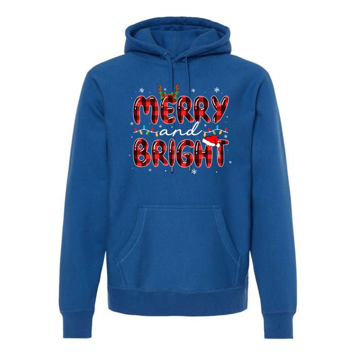 Merry And Bright Christmas Xmas Lights Family Pajama Holiday Meaningful Gift Premium Hoodie