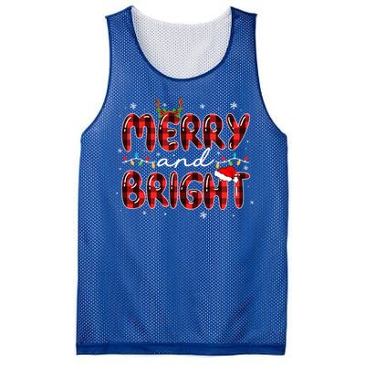 Merry And Bright Christmas Xmas Lights Family Pajama Holiday Meaningful Gift Mesh Reversible Basketball Jersey Tank