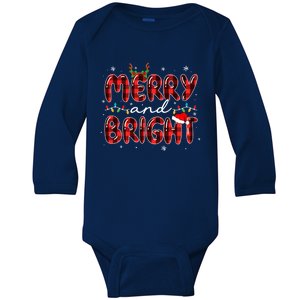 Merry And Bright Christmas Xmas Lights Family Pajama Holiday Meaningful Gift Baby Long Sleeve Bodysuit