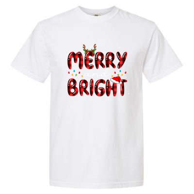 Merry And Bright Christmas Xmas Lights Family Pajama Holiday Meaningful Gift Garment-Dyed Heavyweight T-Shirt