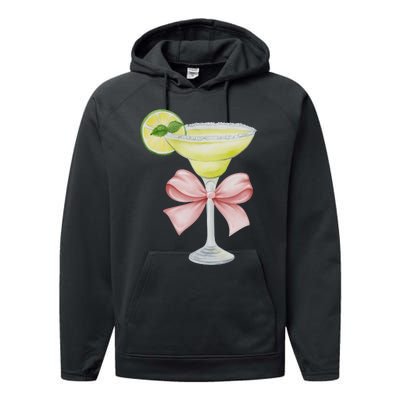 Margarita And Bow Coquette Cinco De Mayo Performance Fleece Hoodie