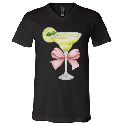 Margarita And Bow Coquette Cinco De Mayo V-Neck T-Shirt