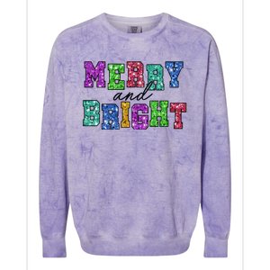 Merry And Bright Merry Christmas Xmas Holiday Colorblast Crewneck Sweatshirt