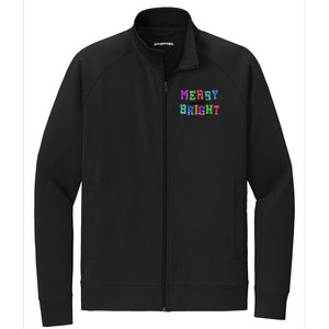 Merry And Bright Merry Christmas Xmas Holiday Stretch Full-Zip Cadet Jacket