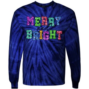 Merry And Bright Merry Christmas Xmas Holiday Tie-Dye Long Sleeve Shirt