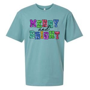 Merry And Bright Merry Christmas Xmas Holiday Sueded Cloud Jersey T-Shirt