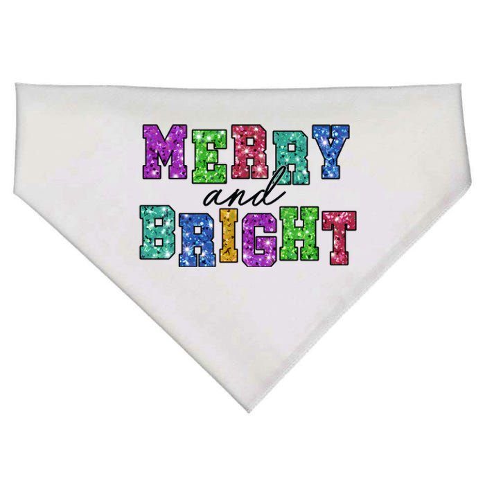 Merry And Bright Merry Christmas Xmas Holiday USA-Made Doggie Bandana