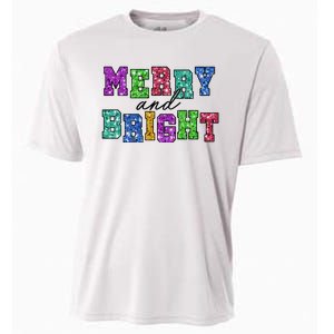 Merry And Bright Merry Christmas Xmas Holiday Cooling Performance Crew T-Shirt