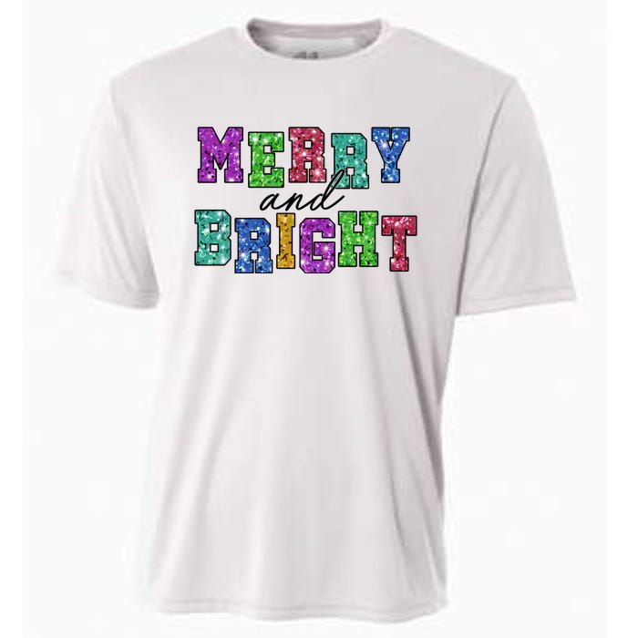 Merry And Bright Merry Christmas Xmas Holiday Cooling Performance Crew T-Shirt