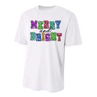 Merry And Bright Merry Christmas Xmas Holiday Performance Sprint T-Shirt