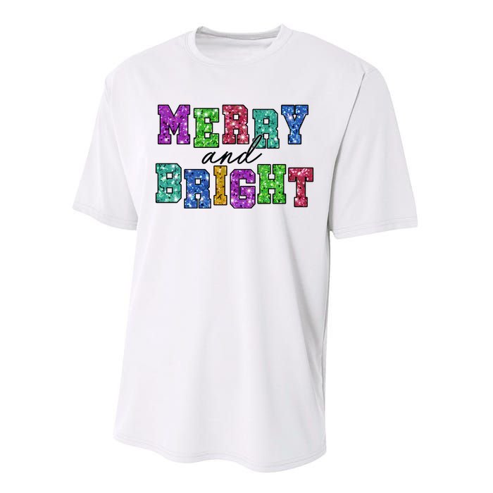 Merry And Bright Merry Christmas Xmas Holiday Performance Sprint T-Shirt