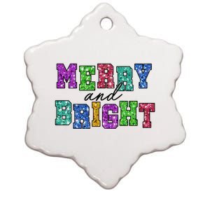 Merry And Bright Merry Christmas Xmas Holiday Ceramic Star Ornament