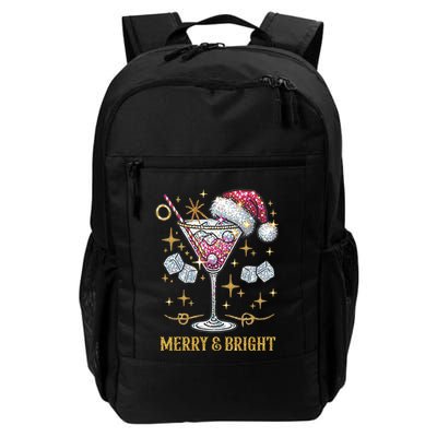 Merry And Bright Christmas Martini Cocktail Santa Hat Xmas Gift Backpack