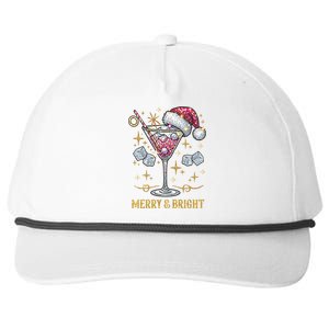 Merry And Bright Christmas Martini Cocktail Santa Hat Xmas Gift Snapback Five-Panel Rope Hat