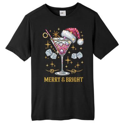 Merry And Bright Christmas Martini Cocktail Santa Hat Xmas Gift Tall Fusion ChromaSoft Performance T-Shirt