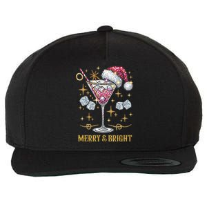 Merry And Bright Christmas Martini Cocktail Santa Hat Xmas Gift Wool Snapback Cap