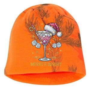 Merry And Bright Christmas Martini Cocktail Santa Hat Xmas Gift Kati - Camo Knit Beanie