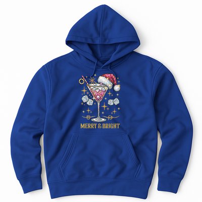 Merry And Bright Christmas Martini Cocktail Santa Hat Xmas Gift Hoodie