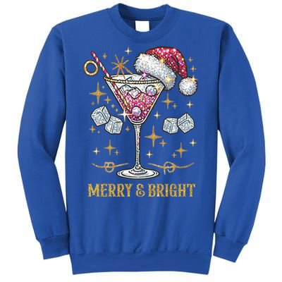 Merry And Bright Christmas Martini Cocktail Santa Hat Xmas Gift Sweatshirt