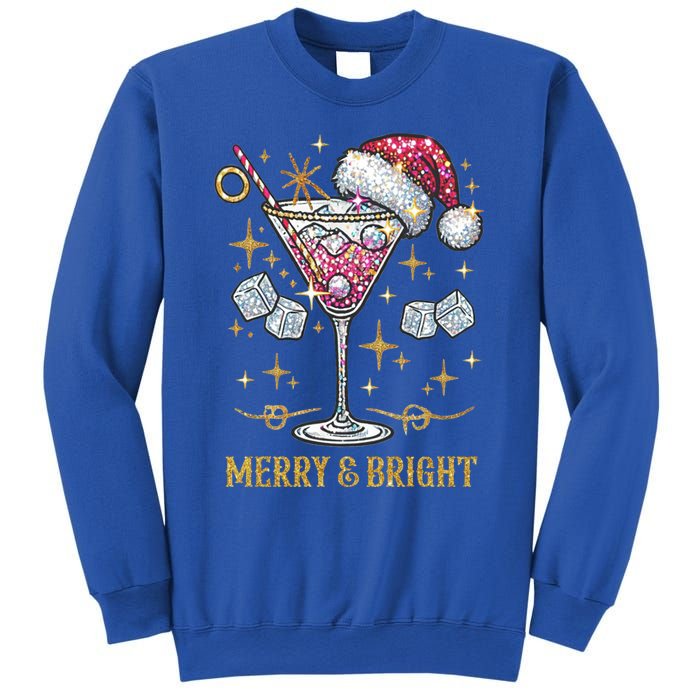 Merry And Bright Christmas Martini Cocktail Santa Hat Xmas Gift Sweatshirt