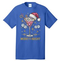 Merry And Bright Christmas Martini Cocktail Santa Hat Xmas Gift Tall T-Shirt