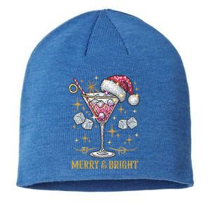 Merry And Bright Christmas Martini Cocktail Santa Hat Xmas Gift Sustainable Beanie