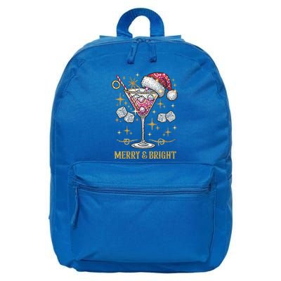Merry And Bright Christmas Martini Cocktail Santa Hat Xmas Gift 16 in Basic Backpack