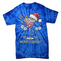 Merry And Bright Christmas Martini Cocktail Santa Hat Xmas Gift Tie-Dye T-Shirt